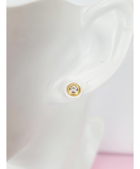 Kolczyki stal złote ceramiczne kółeczka