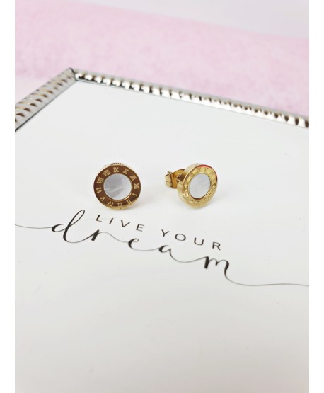 Kolczyki stal masa perłowa