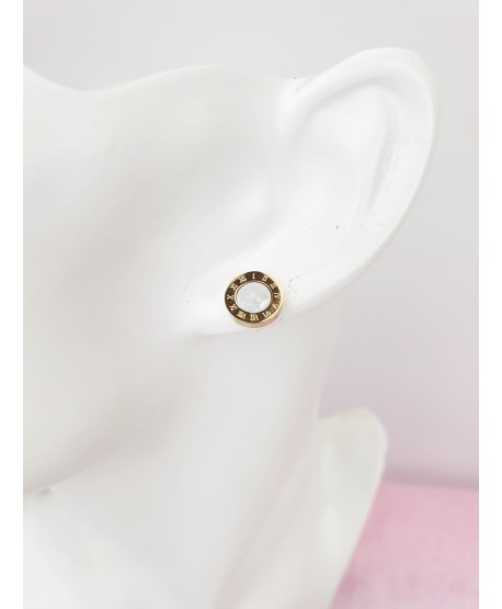 Kolczyki stal masa perłowa