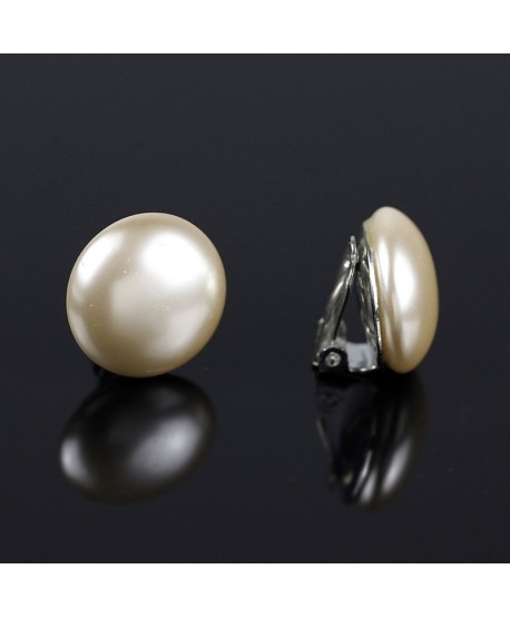 Klipsy perła ecru - 2 cm