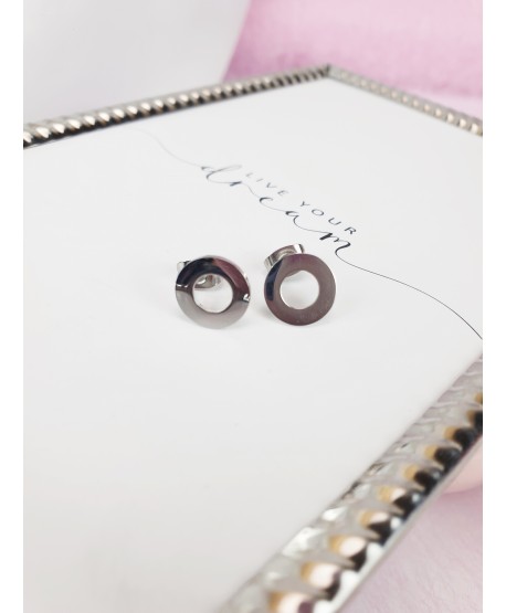 Kolczyki srebrne stal płaskie puste kółeczka