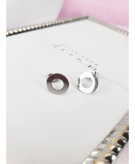 Kolczyki srebrne stal płaskie puste kółeczka