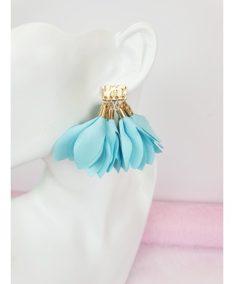 Kolczyki jedwabne krótkie kwiaty