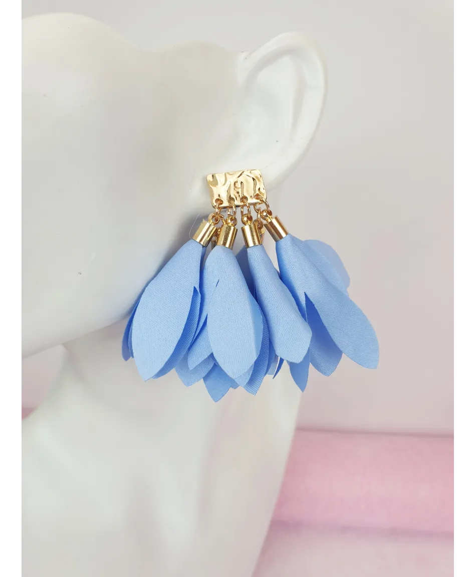 Kolczyki jedwabne krótkie kwiaty