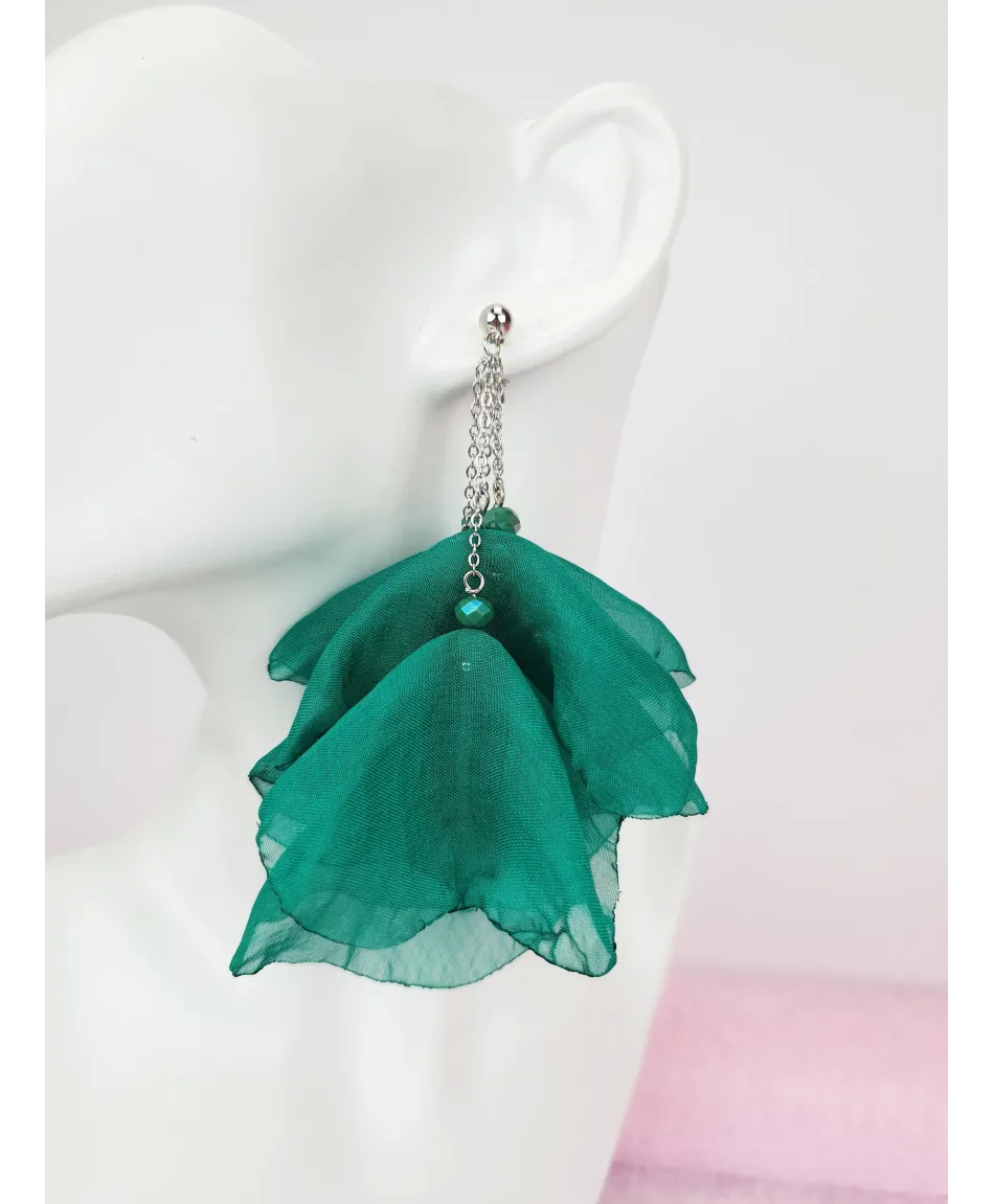 Kolczyki satynowe długie kwiaty