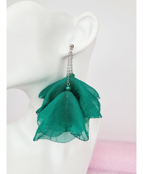 Kolczyki satynowe długie kwiaty