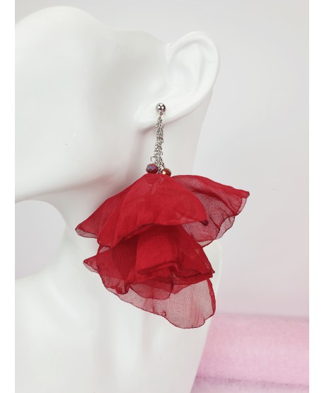 Kolczyki satynowe długie kwiaty