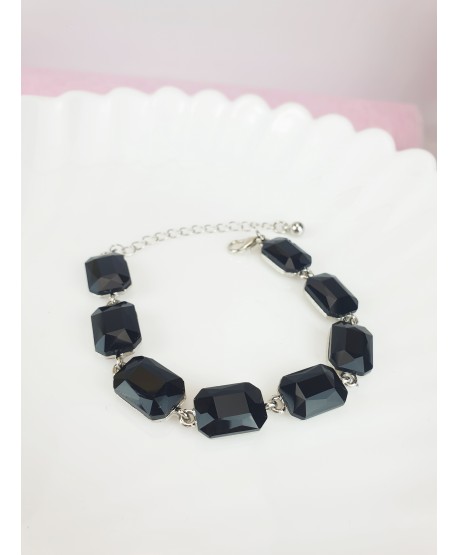 Bransoletka czarne kryształki prostokąt