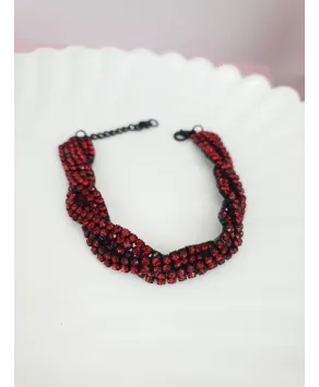 Bransoletki czerwone dżety w czarnej oprawie