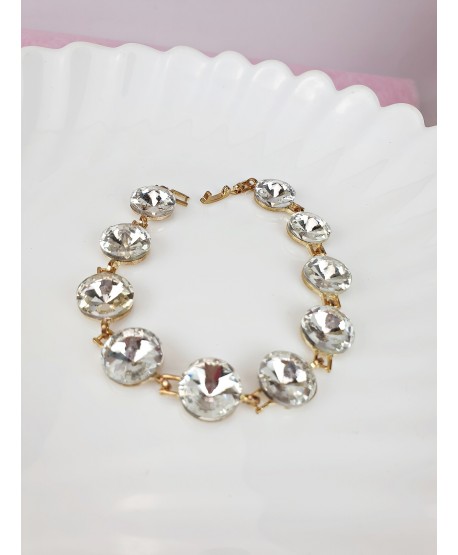 Bransoletki białe kryształki w złocie