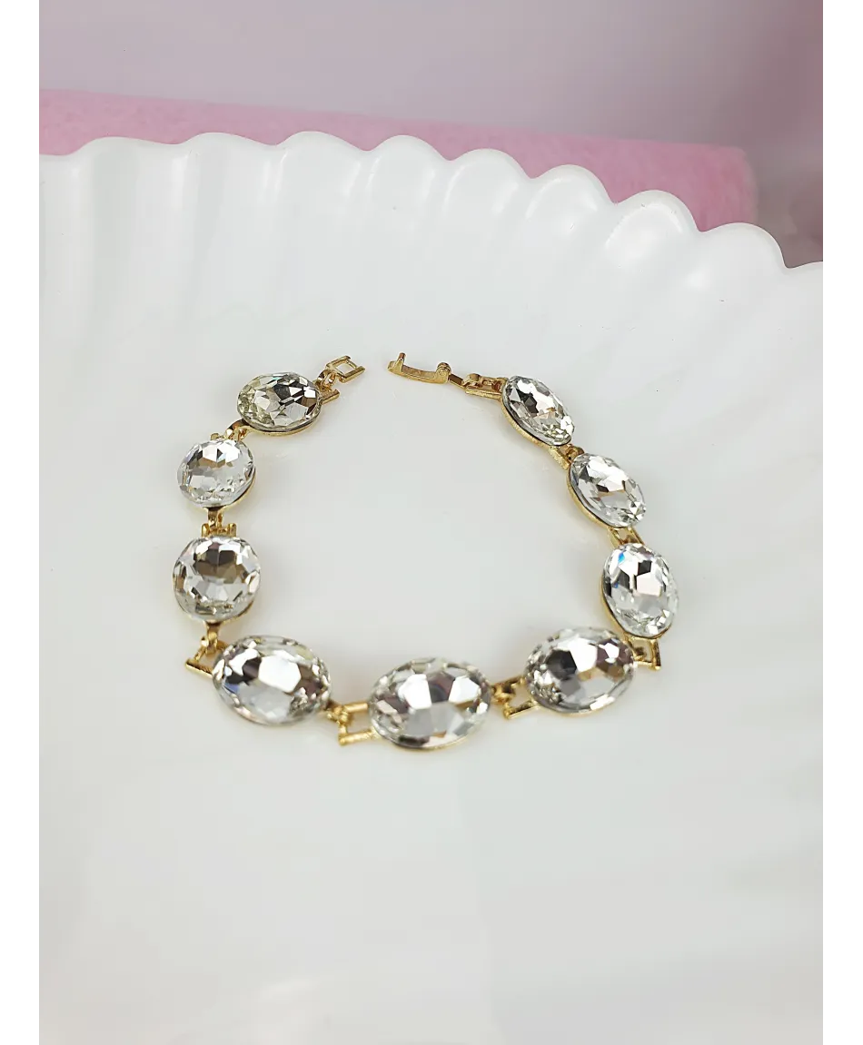 Bransoletki białe kryształki w złocie