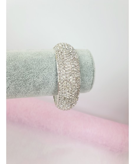 Bransoletka sztywna srebrna dżetowa