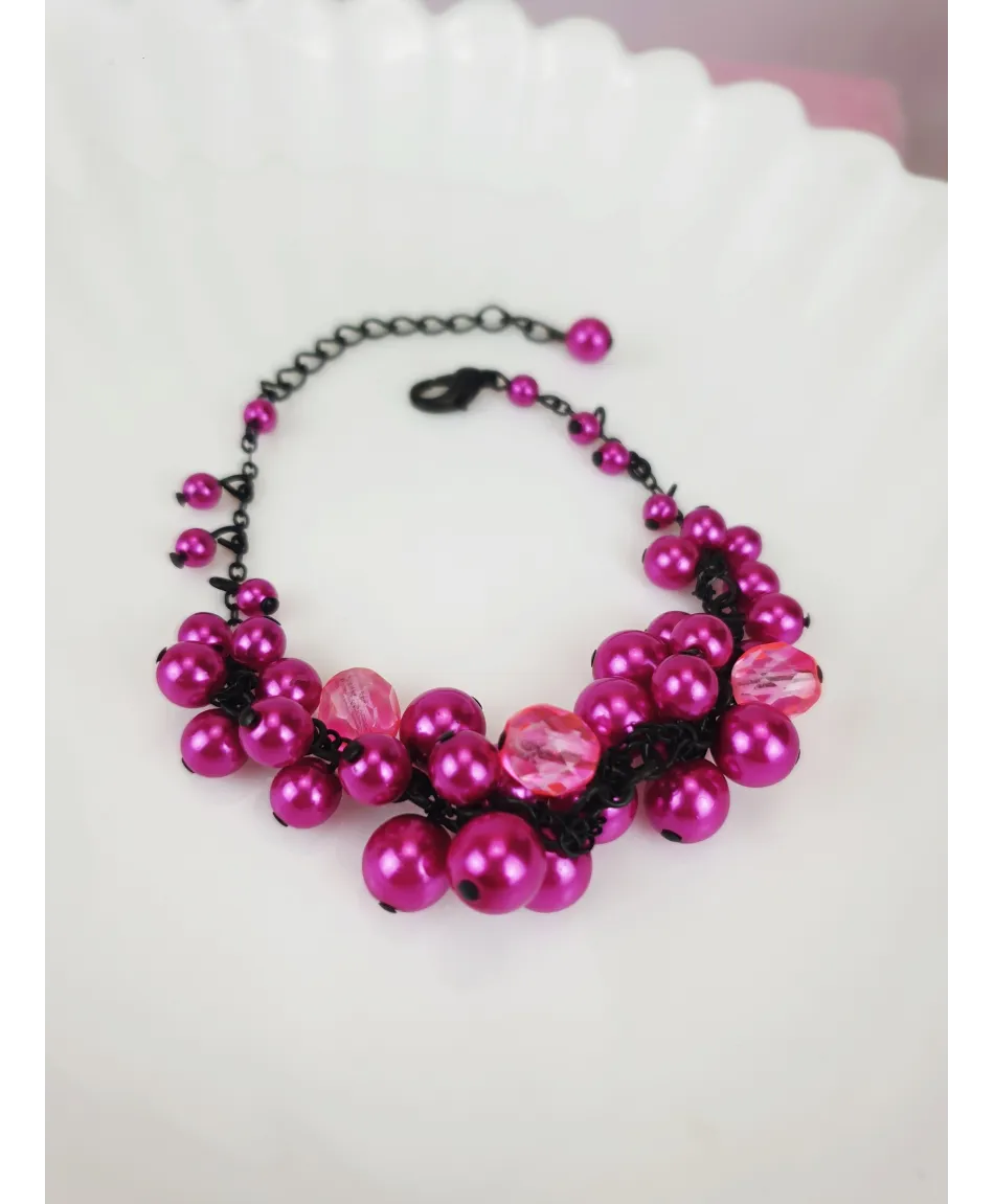 Bransoletki szklane fuksja