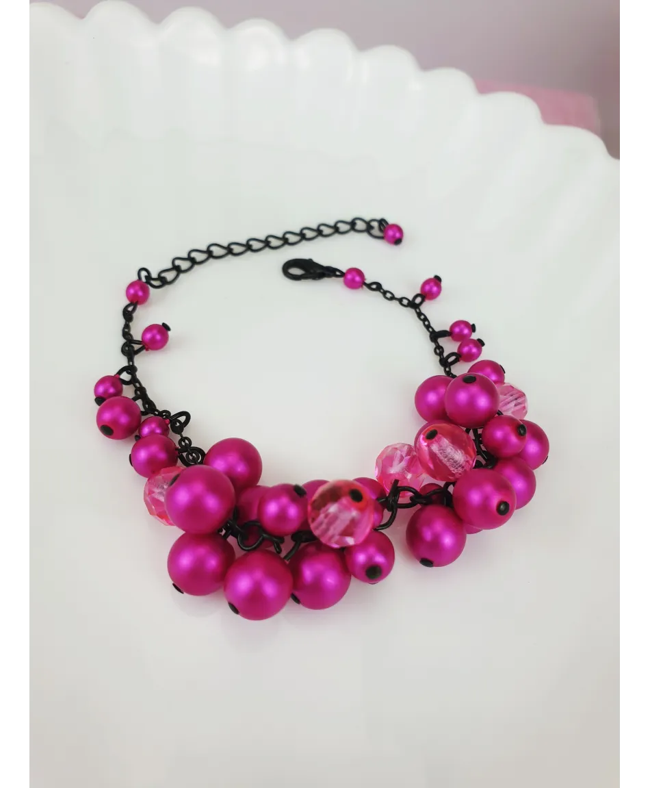 Bransoletki szklane fuksja Bransoletki szklane fuksja