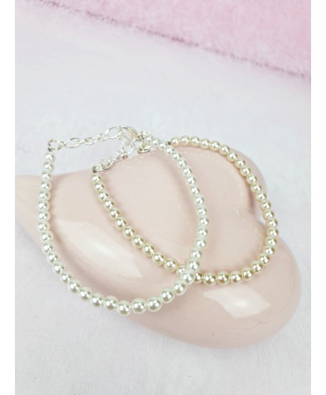 Bransoletki szklane perła biała ecru