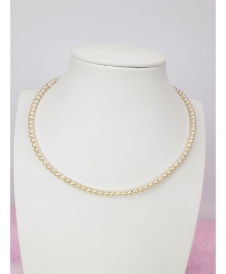Naszyjnik choker szklane perły białe ecru 36 cm