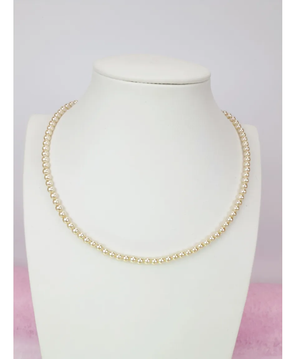 Naszyjnik choker szklane perły białe ecru 36 cm