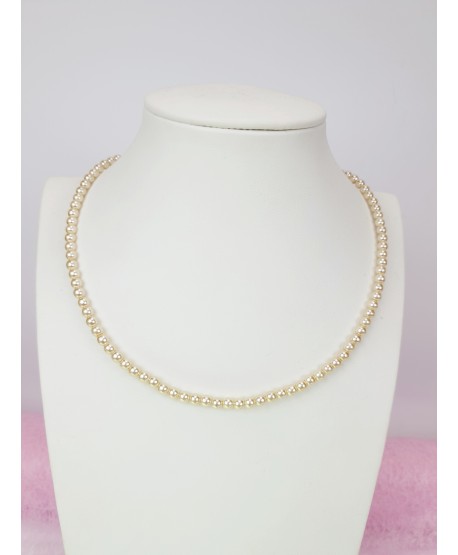 Naszyjnik choker szklane perły białe ecru 36 cm