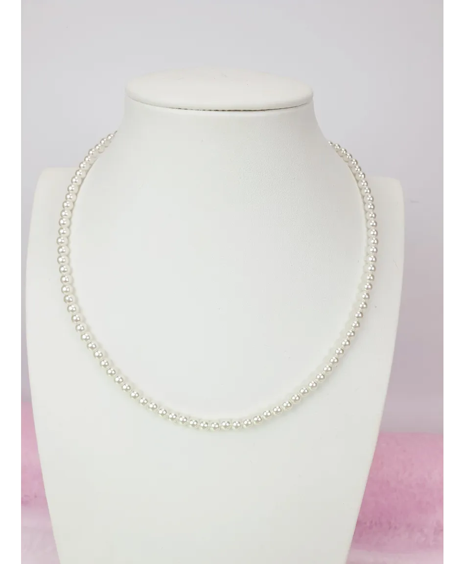 Naszyjnik choker szklane perły białe ecru 36 cm