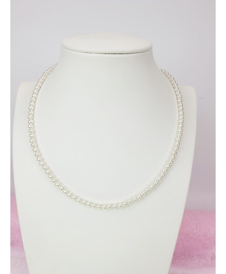 Naszyjnik choker szklane perły białe ecru 36 cm
