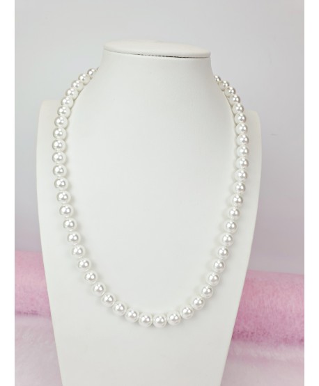 Korale szklane perły białe