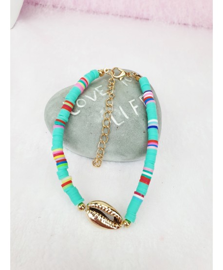 Bransoletki na kostkę kolorowe z muszelką