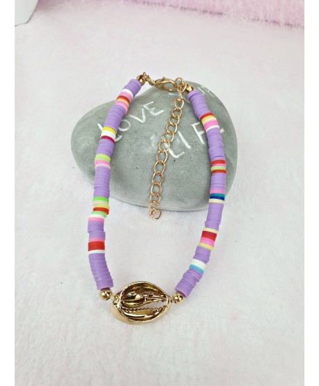 Bransoletki na kostkę kolorowe z muszelką