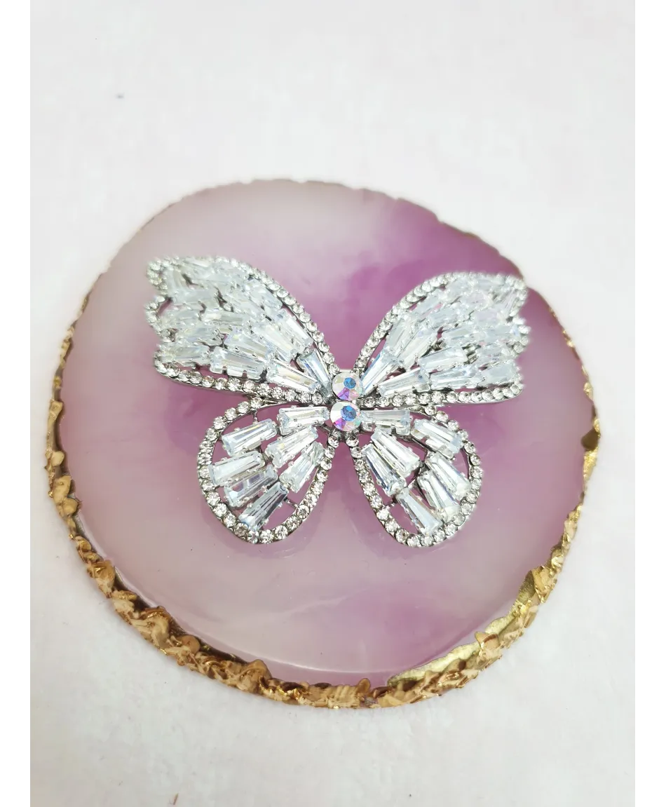 Broszka cyrkoniowa motyl srebrna