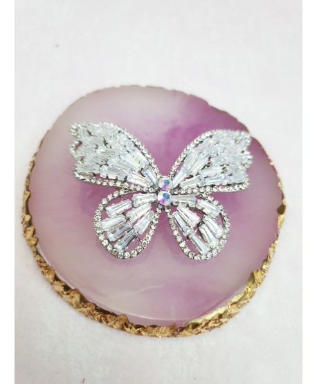 Broszka cyrkoniowa motyl srebrna