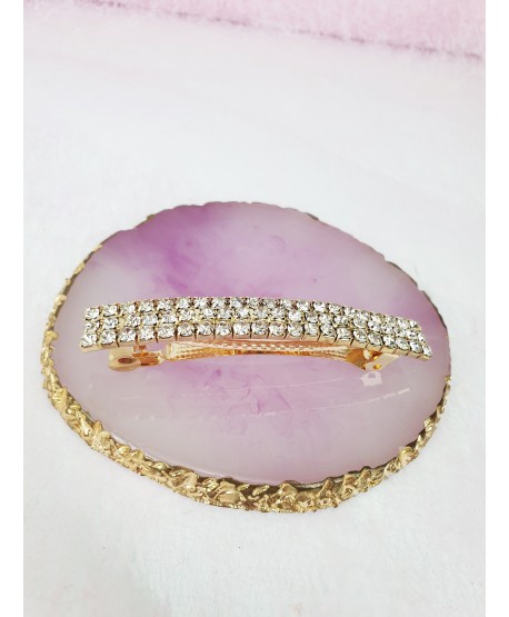 Spinka automatyczna do włosów złota z cyrkoniami