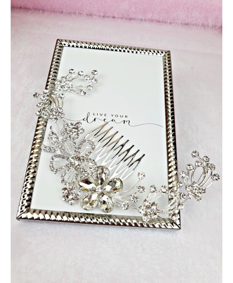 Grzebień ozdobny srebrny bogaty