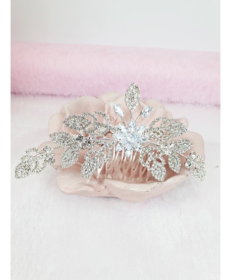 Grzebień ozdobny srebrny z cyrkoniami