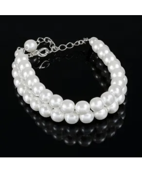 Bransoletka biała perła podwójna