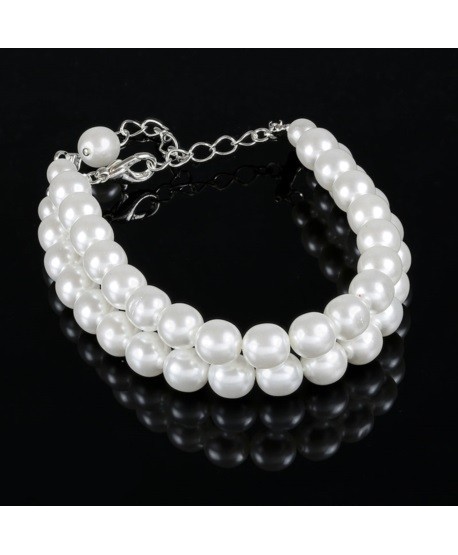 Bransoletka biała perła podwójna