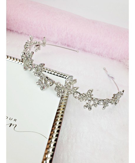 Opaska do włosów bogata srebrna gałązki