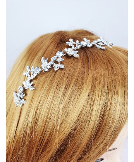 Opaska do włosów bogata srebrna gałązki