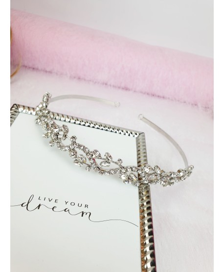 Opaska do włosów bogata srebrna drobne gałązki