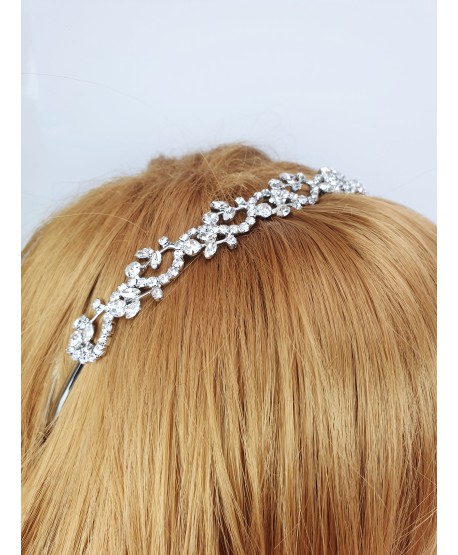 Opaska do włosów bogata srebrna drobne gałązki