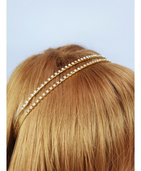 Opaska do włosów delikatna złota srebrna