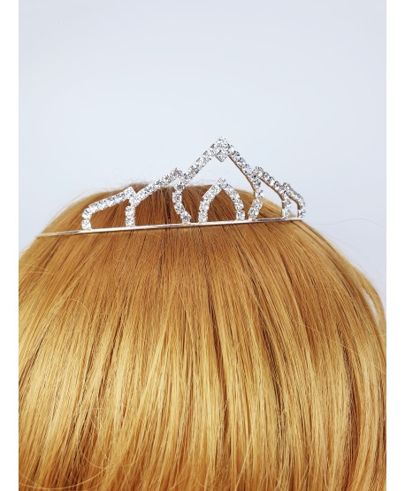 Diadem korona na włosy srebrna