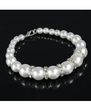 Bransoletka biała perła z cyrkoniami