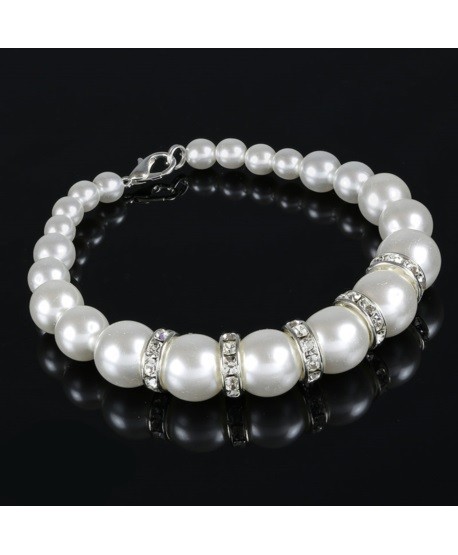 Bransoletka biała perła z cyrkoniami