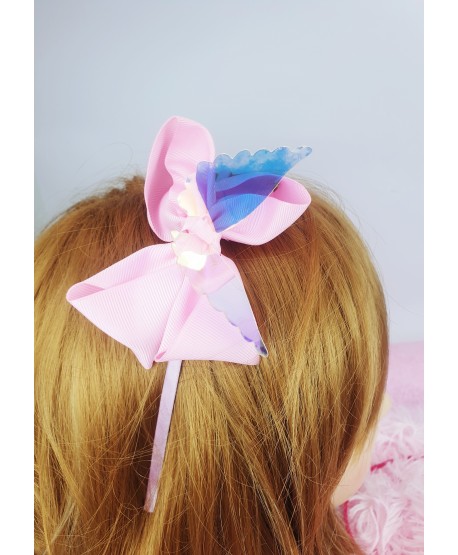 Opaski do włosów różowe z kokardą