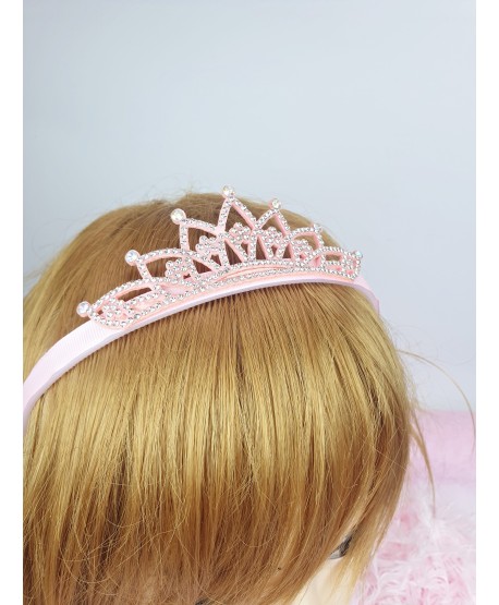Opaski cekinowe korony tiara dla dziewczynki biała