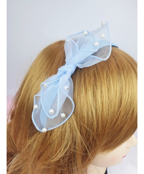 Opaski do włosów z kokardką i perełkami