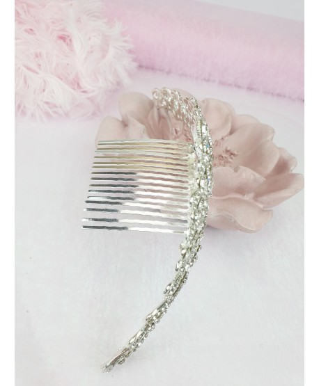 Korona diadem srebrna na grzebyku