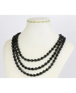 Korale czarne szlifowane koraliki potrójny