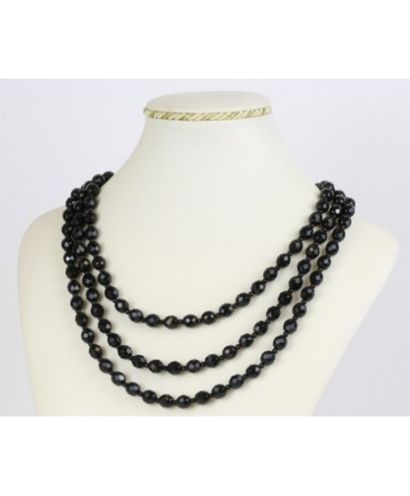 Korale czarne szlifowane koraliki potrójny