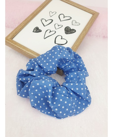 Gumki do włosów scrunchie błękitne wzory