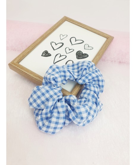 Gumki do włosów scrunchie błękitne wzory